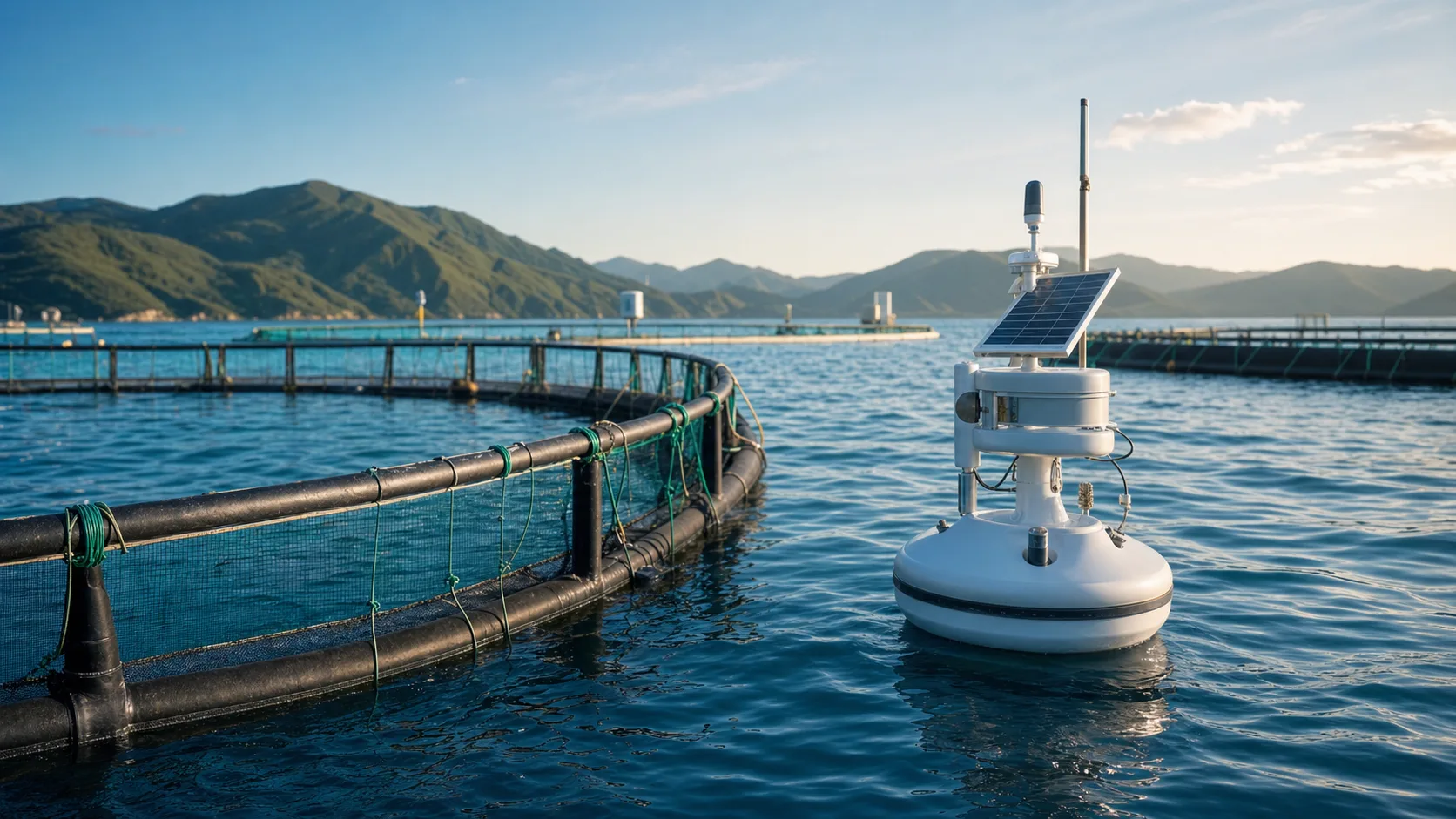 Smart aquaculture pens with a solar water-quality sensing buoy